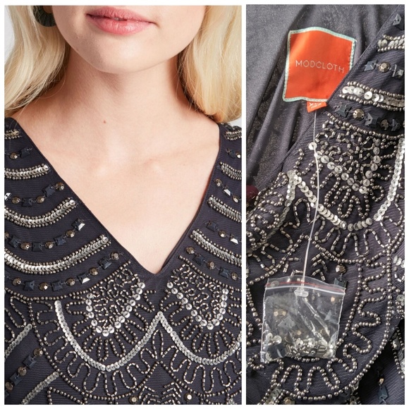 Roaring Revival Beaded Flapper Great Gatsby Dress - Picture 3 of 8